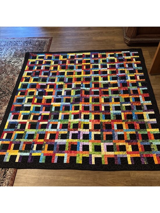 Homemade Other - Modern Black & Multicolored Quilt Reversible Inspiring Messages  Size 67 X 67